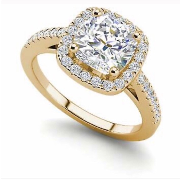 14CT Gold Halo 1.45CT Diamond Engagement Ring - Picture 2 of 8